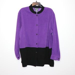 Vintage Notations Purple & Black Button Up Size XL